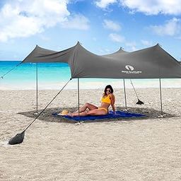 Red Suricata Family Beach Sunshade - Sun Shade Canopy | UPF50 UV Protection | Tent with 4 Aluminum Poles, 4 Pole Anchors, 4 Sandbag Anchors | Large & Portable Shelter Tarp-image-57