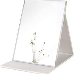 Swilak Makeup Mirror, Frameless PU Leather Vanity Mirror with Stand for Desk Tabale Camping Travel Person/Handheld/Cosmetic Mirror with Standing (1 White)-22