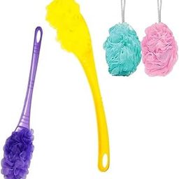 SIR PRIZE Loofah Back Scrubber for Shower, Body Bath Brush Long Handle with Hand loofah, Soft Nylon Mesh Back Cleaner Washer for Women and Men [Set Of 4]-image-24