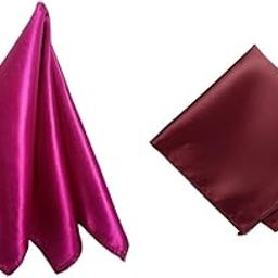 Satin Pocket Square for Men, Wedding Handkerchief for Suits, Blazers & Tuxedo, Men's Pocket Square Combo (Pack of 2) (Purple & Maroon)-image-73