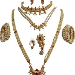 Sajshrungar Pearl Set For Maharashtrian Wear/Moti Set/Chichpeti Tanmani Set/Jewellery ComboJewellery Traditional Pearl Jewellery Set For Women & Girls-10