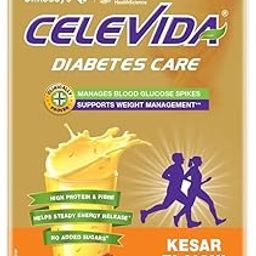 Celevida Protein Powder Drink for Diabetes Management by Dr. Reddy’s | Kesar Elaichi Flavour | No Added sugar | Plant based | For Sugar control, Weight Management & Immunity Support | 400gm BIB-28