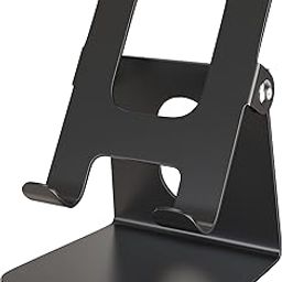 ELV Metal Adjustable Mobile Phone Foldable Holder Stand Dock Mount with Big Back Support to Hold (Upto 10inch) of iPhone, iPad, Smartphones, Tablets, Kindle (Black)-25