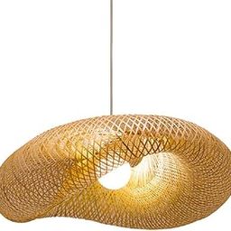 Pendant Lamp for Kitchen Island, XINDAR Modern Hanging Light Kit Bamboo 1 Light for Dining Room Pendant Lamp in Beige (23.5 inches)-image-88