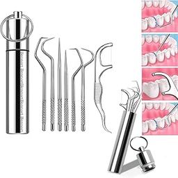 KLIFFOO 7 in 1 Teeth Braces Cleaner Kit, Dental Floss Toothpicks Set with Case, Portable Dental Floss Picks for Teeth Cleaner, Stainless Steel Tooth Cleaning Stick for Clean Teeth & Fresh Breath-13