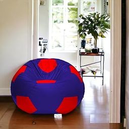 RnS Rest 'n' Sleep - Bean Bag Football Chair Filled with Beans for Living Room, Bed Room for Relaxing, with 1 Year Warranty (Red/Royal Blue, XXXL)-image-42