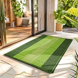 Status Contract Anti Slip Front Door Mat|(38x58cm) Living Room Rug for Entrance Door|Polypropylene Floor Mat for Home|Essential Small Rug for Office, Bedroom & Kitchen| (Green), Rectangular-10