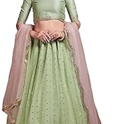 Fabulous Green Color Soft Net Lehenga Choli Set For Women-14