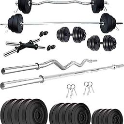 Kore PVC 20-100 Kg Home Gym Set with Multipurpose Fitness Bench + One 5 Ft Plain + One 3 Ft Curl and One Pair Dumbbell Rods-image-54