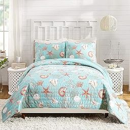Modern Heirloom Collection Starfish & Shells 3-Piece Quilt Set - King, Green (A007720GRNFS)-image-16