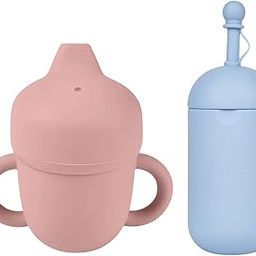 Tudd Baby Sippy Cup, Silicone Trainer Cup Toddler for Boys and Girls | Pink with Silicone Buddy Bottle for Baby 6 to 12 Months with Straw | Blue-image-66
