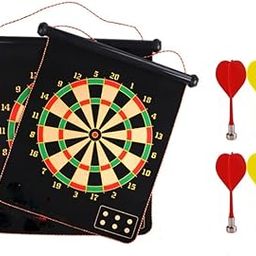 VGRASSP 12 Inch Magnetic Dart Board Game for Kids, Double Sided Foldable Dart Board Game Toy for Kids with 4 Free Magnetic Darts-image-53