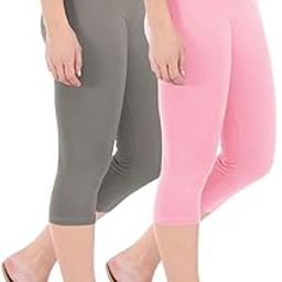 Combo Pack of 2 Skinny Fit 3/4 Capris Leggings for Women Maroon Red-image-66