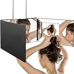 EVVIX 3 Way Mirror for Self Hair Cutting 360 Viewing Angle Self Hair Cutting Mirror, Clear Anti-Fog HD Glass, Foldable Makeup Mirror (Black Without LED, Without Accessories)-picture-23