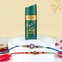 VOKKA Rakhi Gift for Brother – 1 Unisex Deodorant 150ml Travel Vibes with 2 Rakhis | Blue Evil Eye & Floral Beaded Rakhi | Raksha Bandhan Combo Set for Bhaiya & Bhabhi-image-96