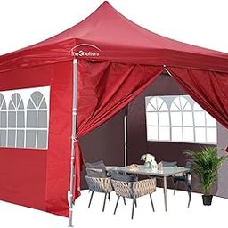 G.R CHOPRA AND COMPANY -10x10 Foldable Garden Gazebo Tent with 3 Side Open/Pop-up Outdoor Canopy Tent for Garden (3 Window Side Walls and 2 Front Curtains)-image-19