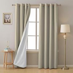 SPACES DRAPE STORY 4-Layered Heavy Polyester Solid Thermal Insulated Noise Reducing 100% Blackout Opaque Door Curtain, Set Of 2 7Ft Curtains, Sand Beige-image-19