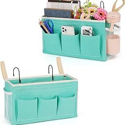 Lilithye Bedside Caddy Organizer Storage With Fixed Straps and Water Bottle Holder for Home College Dorm Bunk Hospital Bed Crib Rails (2pcs Green)-picture-14
