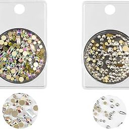 S.A.V.I 2 Packs of Flat Bottom AB Rhinestones Diamond Shiny Manicure Accessories Mixed Sizes for Nail Art Decoration, (11g each) (Set - 5)-image-4