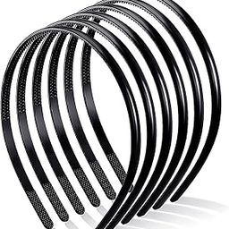 6 Pieces Black Plastic Plain Headbands With Teeth Comb - Halloween Skinny DIY Hair Bands for Women Girls-image-94