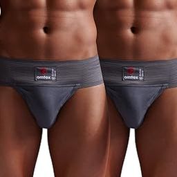 omtex Men's Athletic Tokyo Cotton Stretchable Supporter Back Covered with Cup Pocket, Ideal for Workout and Sports Quick Dry Moisture Wicking Underwear (Pack of 2), Grey, Small-picture-10