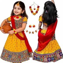 Sarvda Shree Krishna Dress for Baby Boy & Radha Dress for Girls | Janamashtami Dress | Fancy Dress Costume with Accessories Dhoti, Dupatta, Mukut Flute Complete set, Ethnic wear-image-15