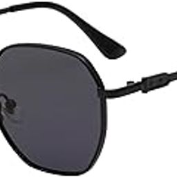 Hexagonal Grey Sunglasses for Men Women-image-24