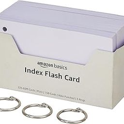Amazon Basics Blank Index Flash Cards - Suitable for Study, Home and Work Notes - Dotted Pattern - Free Binder Rings - 220 GSM Thick - 3 x 5 inches-21