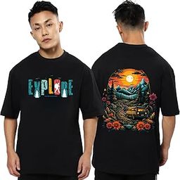 Mens Oversized Printed Half Sleeve Branded Cotton T-Shirt for Mens || Back Printed t Shirts for Men || Oversized t Shirts for Men-image-88