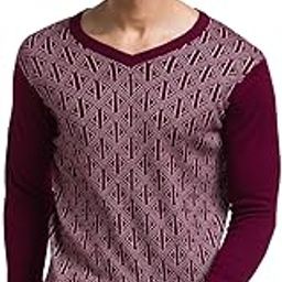 Men's Regular Fit Pure Acrylic Rib Collar V Neck Yarn Dyed Pattern Full Sleeve Sweater-picture-7