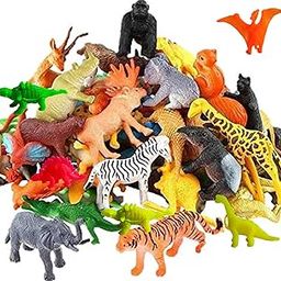 Mallexo 27Pcs Combo of Jungle Animal Toys for Kids with Dino Animal Toys for Kids Play Safely Education Forest Animal Set for Kids Small Size Multi-Color Animal Figures for Kids (Jungle_See_Mix)-image-32