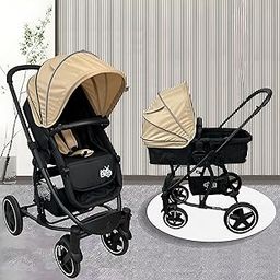 Golden Bee Royal Crown Baby Stroller/Parm, 2 in 1 Transformable Seat, Stroller Cum Carry Cot for Infant, Switchable Sleeping Basket, Adjustable Sunshade, for Boy & Girl Age 0-3 Years (Golden)-37