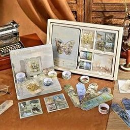 Gamyla Vintage Aesthetic Scrapbooking Kit – Butterfly & Garden Themed Decorative Paper Set with Stickers, Washi Tapes, Cards & Journal Supplies-10