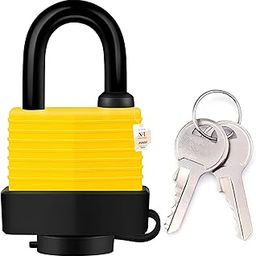 NFI essentials Long Shackle Heavy Duty Covered Laminated Steel Keyed Padlocks Dustproof & Waterproof 1 Pc &3 Keys with Protector Steel for Gym Locker Luggage Locks-image-27