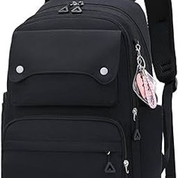 Backpack for Women Large Capacity 26L School Women Backpack Breathable Shoulder Strap Design Travel Backpack Fashion Black Nylon College Bags for Women-image-1