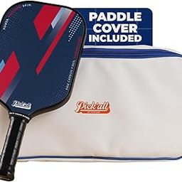 Pick’all Pickleball Paddle - 16mm Long Face Raw Carbon Fiber Pickle Ball Racket with Honeycomb Core & Curve X Technology for Enhanced Spin Power - Ace Series - Includes Leather Paddle Cover - Flash-13