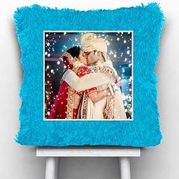 Fur Personalized Gift Photo Cushion for Boyfriend Girlfriend Husband Wife on Occasions Valentine's Day Birthday Anniversary Special Love Gift Square 15x17 inch, Blue (PC30)-image-68