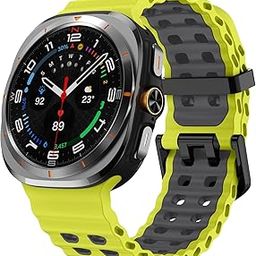 Quick Release Silicone Strap Compatible with Samsung Galaxy Watch Ultra, Double-colored Adjustable Soft Sport Straps for Galaxy Watch Ultra 47mm Wristband, Breathable, Waterproof-image-42