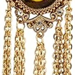 Gold Crowned Evil Eye with Hanging Chain Detailing Brooch-image-98