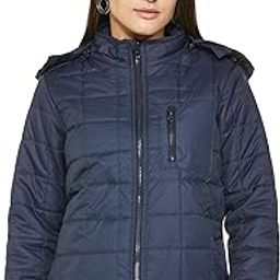 Women's Puffer Jacket With Detachable Hood - Full Zipper | Rib Hem & Cuff | Contrast Trims | Casual Winterwear For Women-picture-2