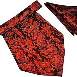 France Men's Paisley Design Cravat NeckTie & Pocket Square Free Size Microfiber Satin Fabric-image-48