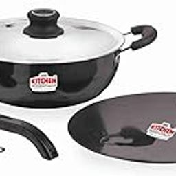 Hard Anodised Artistry Cookware Set of 4 | 2L Kadai with Glass Lid, 25cm Tawa, 11cm Tadka Pan | Bakelite Handle | Metal Spoon Friendly | Gas Compatible | Durable Finish-image-15