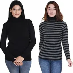 lovo Women's & Girls Super Warm Woolen Full Sleeves High Neck/Inner/Skivvy/Sweater/Pullover for Winters Pack of 2-picture-16