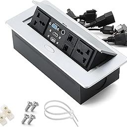 XIKKART 10 Module, Hydraulic Cable Cubby, Conference Table Connectivity Solutions, Table Switch Board, Pop Up Box with HDMI, VGA, Audio, LAN, Power Ports & USB Port, 1 Year Warranty (Popup - Silver)-8