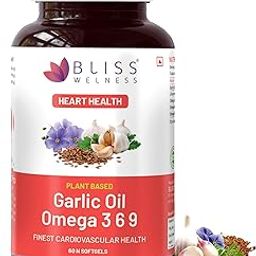 Bliss Welness Organic Garlic Oil + Omega 3 6 9 | Cholesterol & Lipid Profile Management Immunity Boost Heart Health Antioxidant | Cold Pressed Health Supplement - 60 Softgel Capsules-image-97