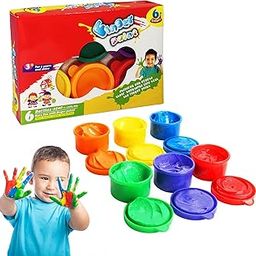FunBlast Finger Painting Kit, 6 Colors DIY Coloring Hand Paint for Art and Craft Work, Finger Paints for 3+ Year Kids, Finger Paint Kit, Washable Paints for Kid, Return Gifts for Kids-1