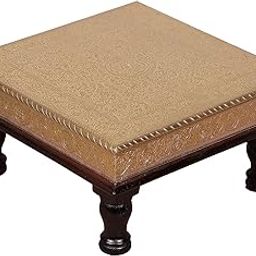 Crafted wonders Decorative Brass Bajot/Chowki/Handmade Bajot/Antique Design/Multipurpose Stool/Multipurpose Pooja Mandir Stool- Pack of 1 (18 Inch)-12