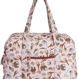 Traveling Bag Cotton Quilted Duffle Weekender Bags for Travel for Gifts Travel Men Women Business Travellers Family Trip (Safari, 18"×11"×7.5")-picture-46