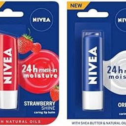 NIVEA Lip Care, Fruity Shine Strawberry & Essential Care Strawberry (Pack of 2, 9.6 g)-26