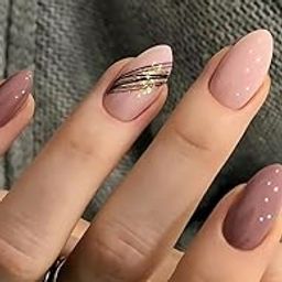 KLOSS BEAUTY Glossy Gold Mauves press on nails Artificial Nails, Reusable Fake Nails, Set of 22 false nails Universally sized nail extensions for women Press- On nails, Longlasting fake nails with Glue GLOSSY Finish (MAUVE)-image-99